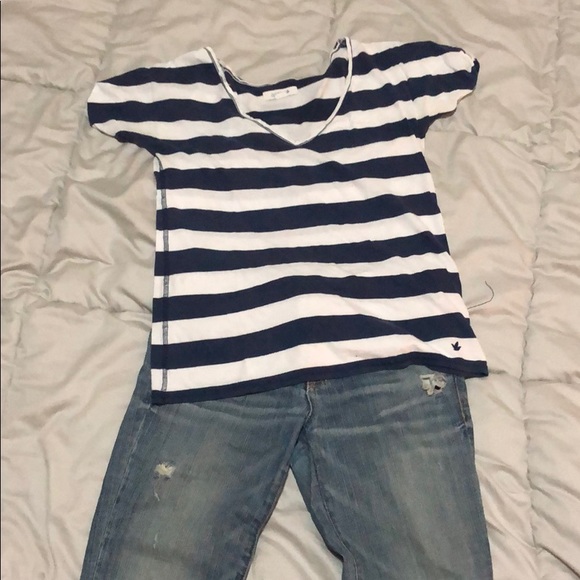 🍀 4 for $15! Aerie Navy Striped comfy shirt XS - Picture 1 of 8